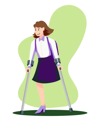 Einbeinige Frau mit Krücken